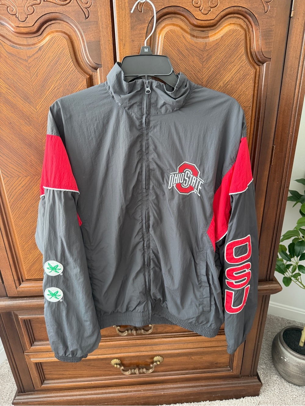 The Ohio State Gray Univeristy & Red Windbreaker Jacket - OSU Logo